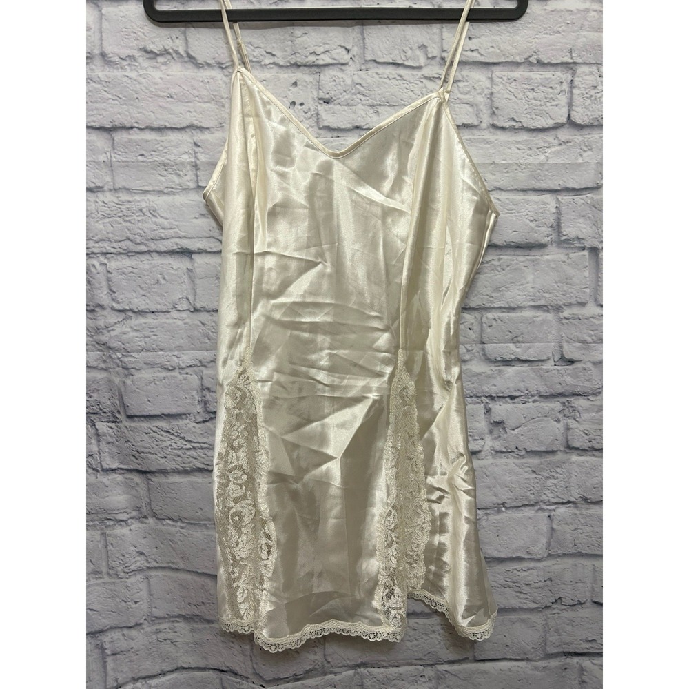 VTG Victorias Secret Gold Label Ivory Satin Lace Slip Dress Size S Coquette